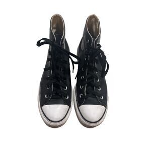 Converse Chuck Taylor All Star Lift Platform hightop sneakers black leather Sz 9